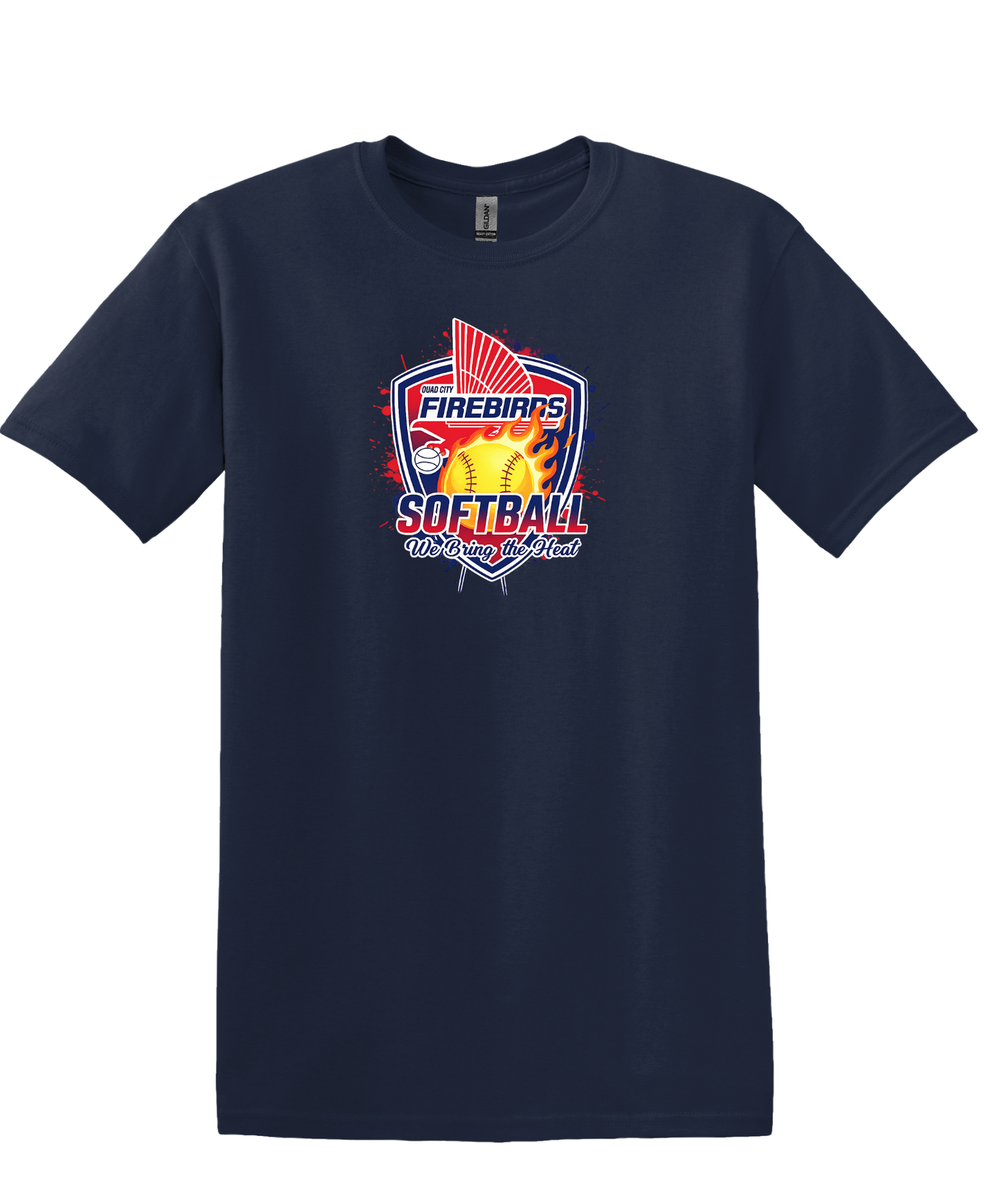 QC Firebirds Flaming Softball Crest Apparel