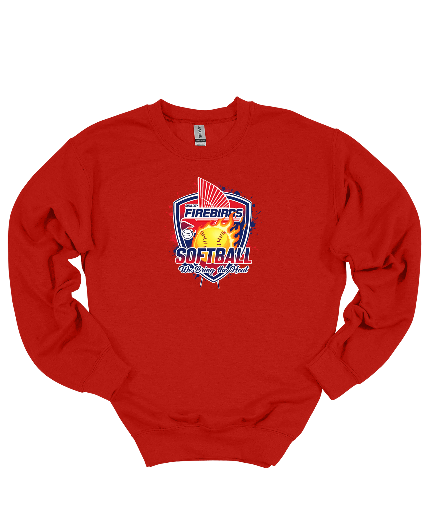 QC Firebirds Flaming Softball Crest Apparel